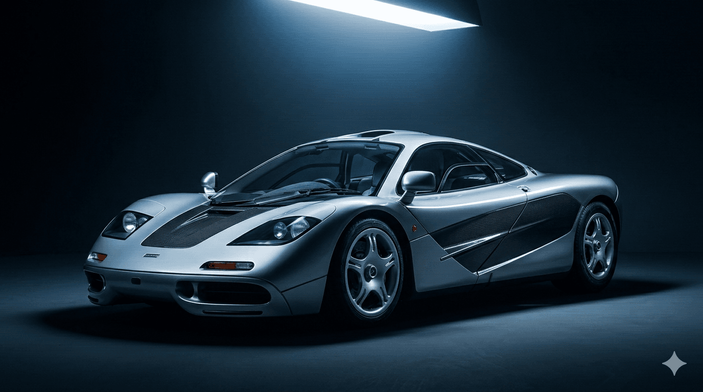 McLaren F1 1992, el automóvil de producción más rápido del mundo durante 11 años, con su icónica carrocería de fibra de carbono plateada